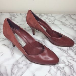 Vintage brick suede/ leather pumps by Bamberger's